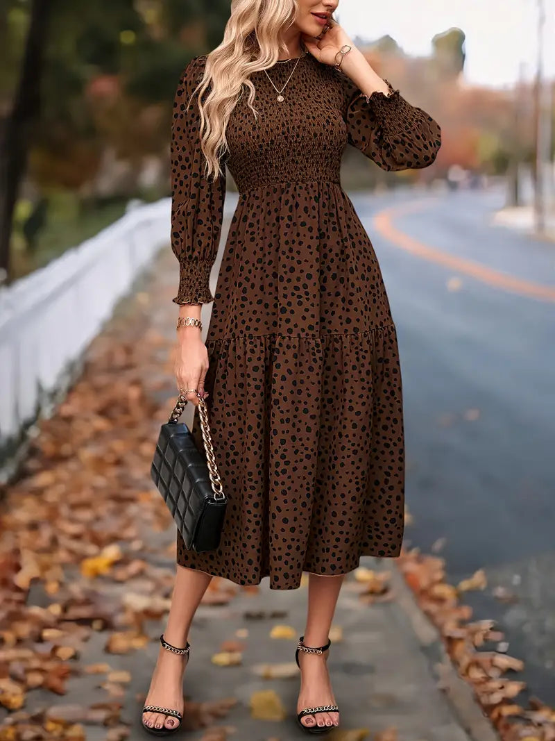 SIENNA™ WOMEN’S LONG SLEEVE LEOPARD PRINT DRESS