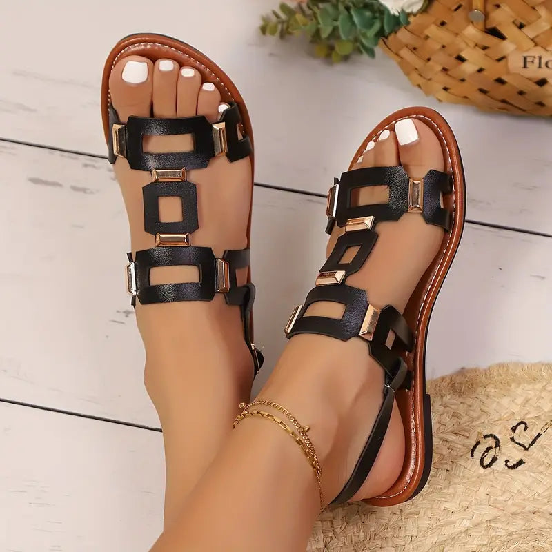 LUCIA™ WOMEN’S VINTAGE METAL BUCKLE SANDALS