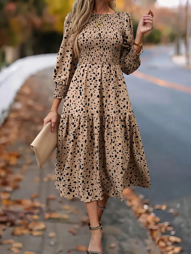 SIENNA™ WOMEN’S LONG SLEEVE LEOPARD PRINT DRESS