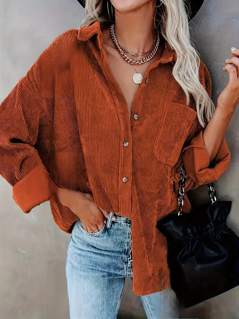 ROWAN WOMEN’S OVERSIZED CORDUROY BUTTON-UP SHIRT