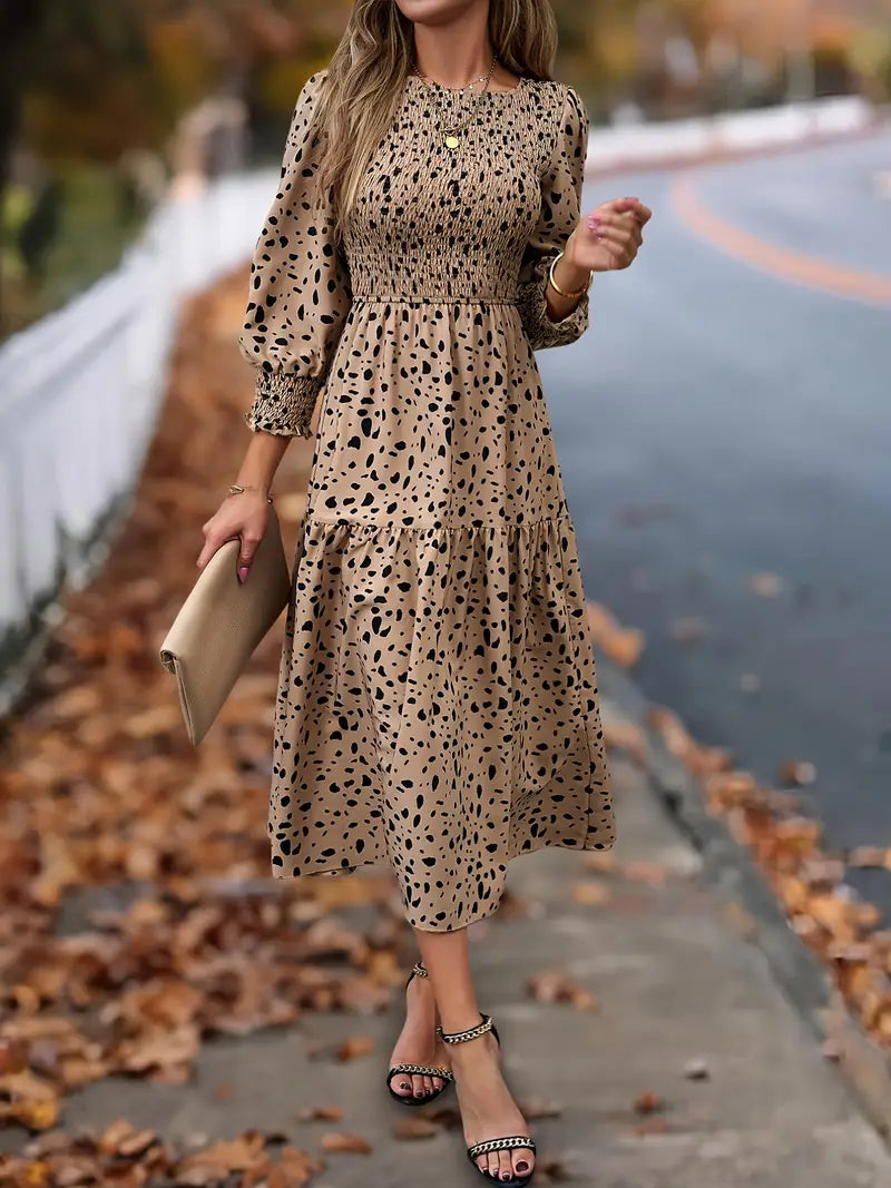 SIENNA™ WOMEN’S LONG SLEEVE LEOPARD PRINT DRESS