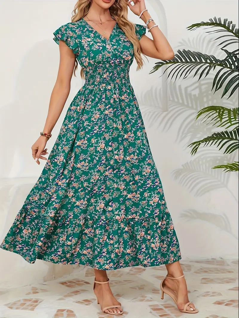 ISLA™ WOMEN’S VACATION FLORAL WAIST-TIED DRESS
