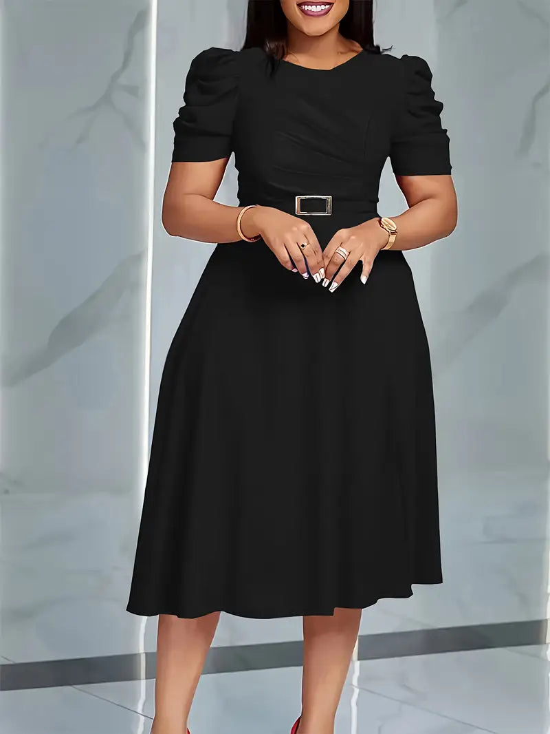 SERENA™ WOMEN’S V-NECK RUCHED MIDI DRESS