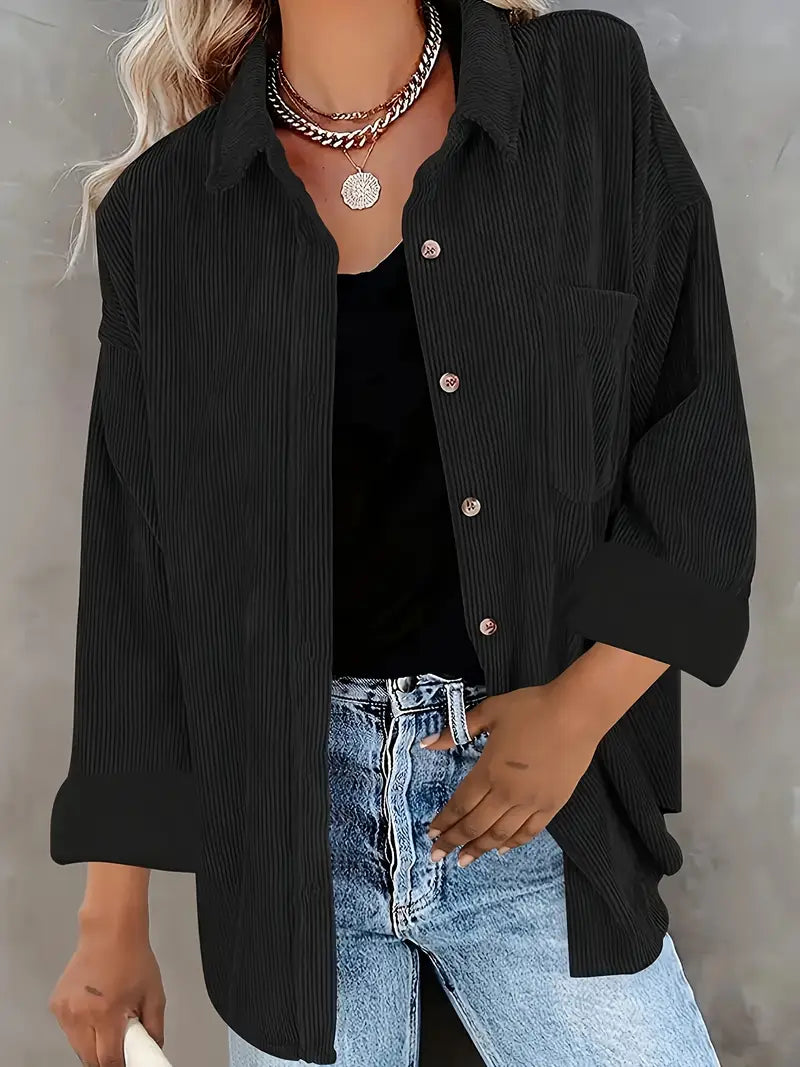 ROWAN WOMEN’S OVERSIZED CORDUROY BUTTON-UP SHIRT