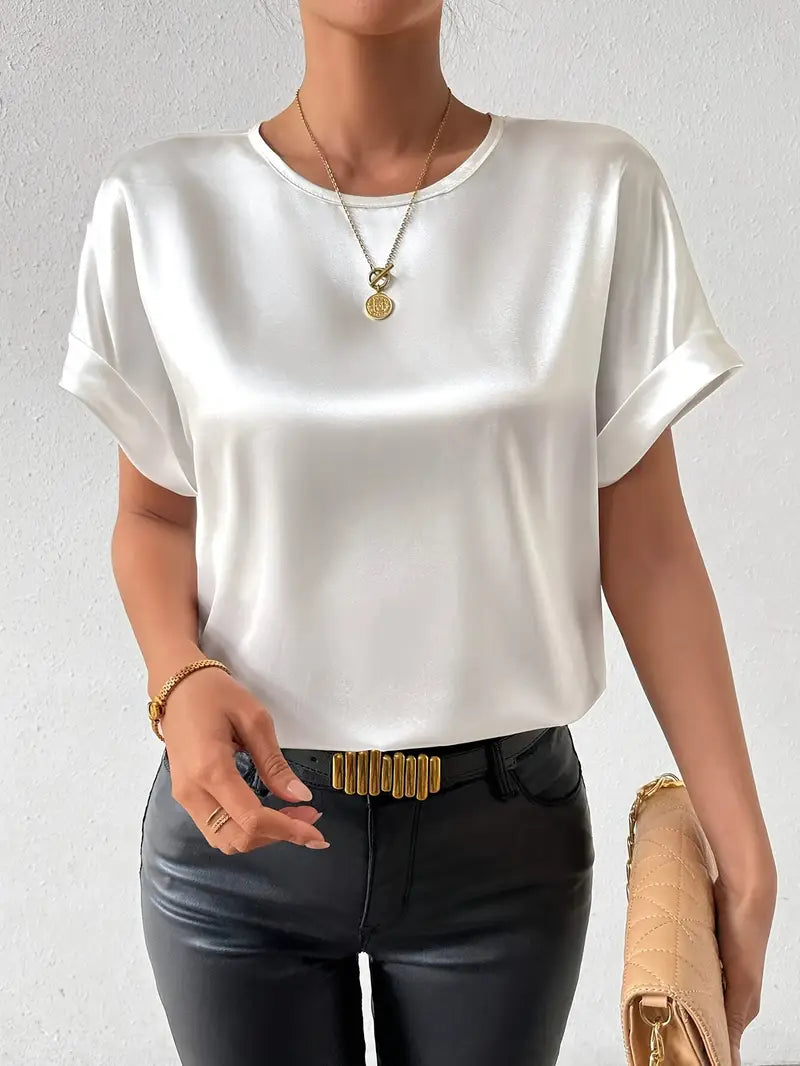 ARIA WOMEN’S BATWING SHORT SLEEVE ROUND NECK SHIRT