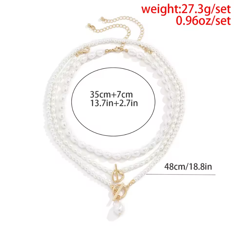 Alouette – Layered Heart Pearl Set