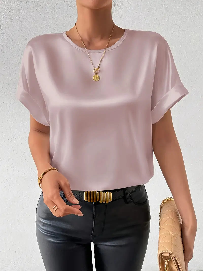 ARIA WOMEN’S BATWING SHORT SLEEVE ROUND NECK SHIRT