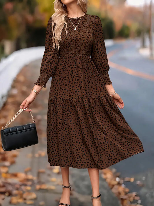 SIENNA™ WOMEN’S LONG SLEEVE LEOPARD PRINT DRESS