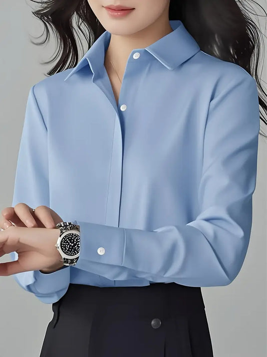HAILEY WOMEN’S LIGHT BLUE LONG SLEEVE BUTTON-UP SHIRT