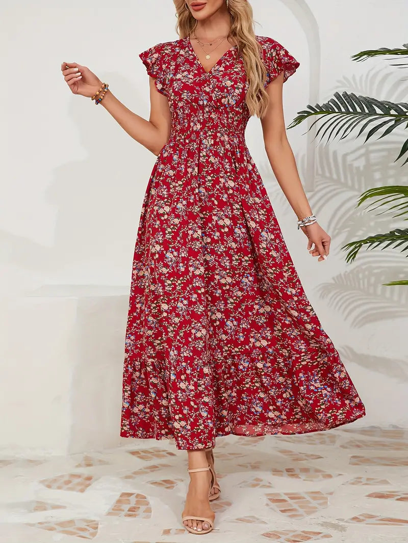 ISLA™ WOMEN’S VACATION FLORAL WAIST-TIED DRESS