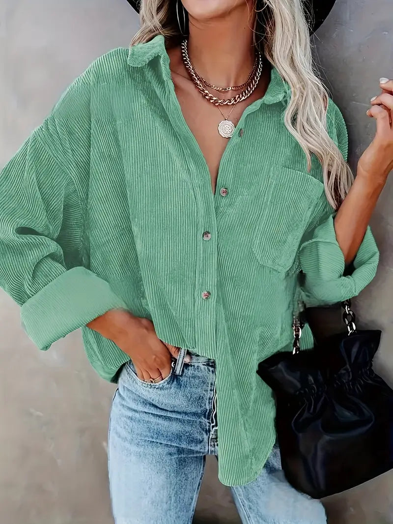 ROWAN WOMEN’S OVERSIZED CORDUROY BUTTON-UP SHIRT