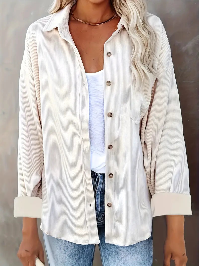 ROWAN WOMEN’S OVERSIZED CORDUROY BUTTON-UP SHIRT