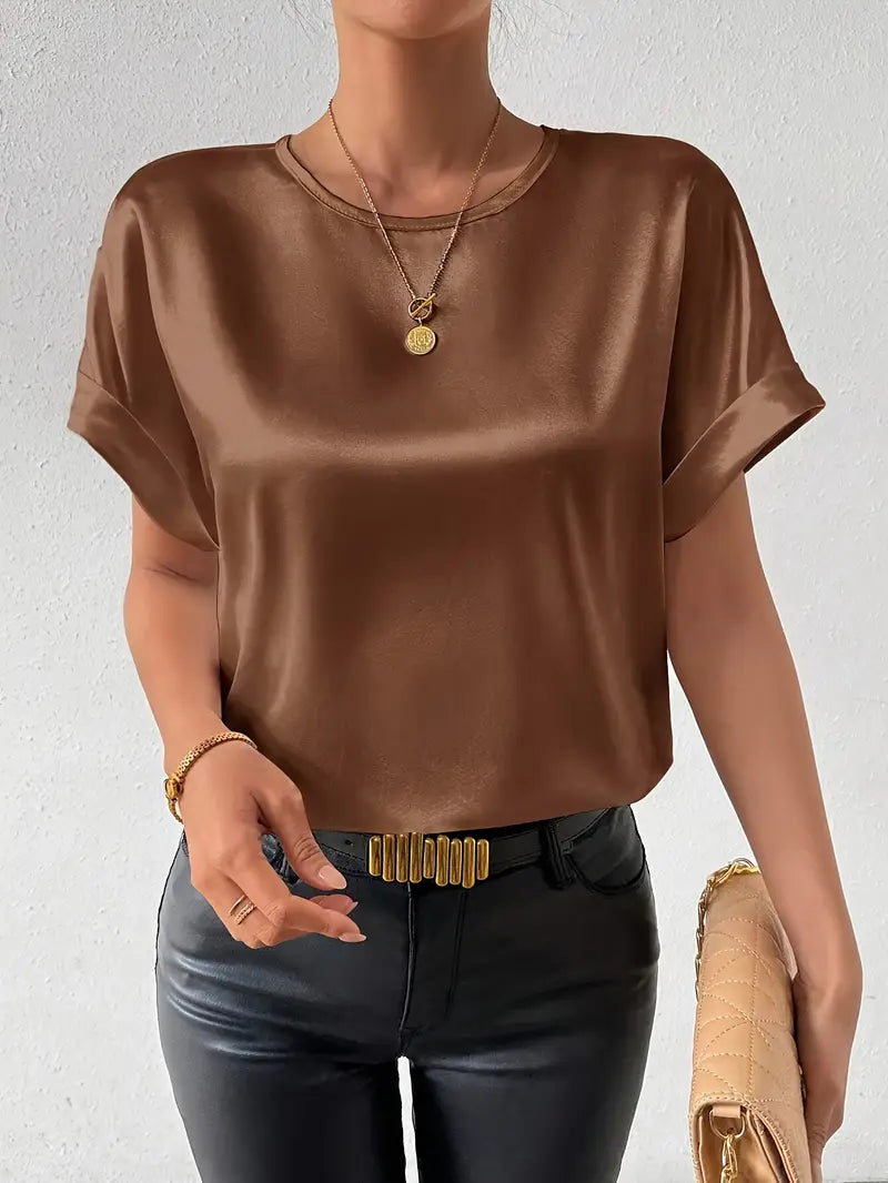ARIA WOMEN’S BATWING SHORT SLEEVE ROUND NECK SHIRT