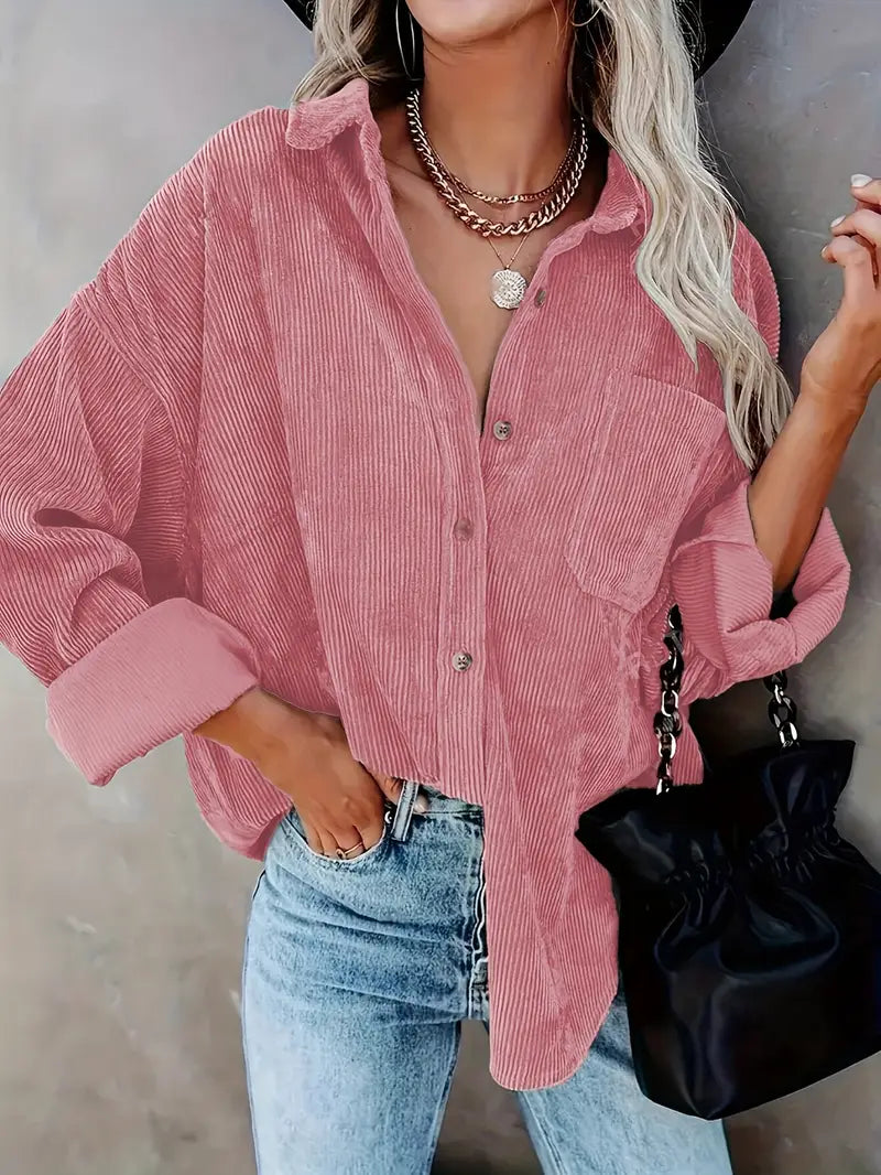 ROWAN WOMEN’S OVERSIZED CORDUROY BUTTON-UP SHIRT