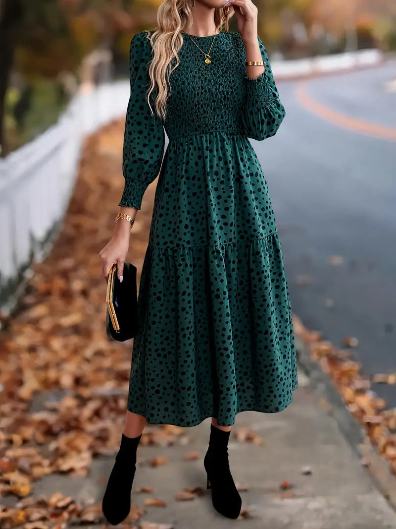 SIENNA™ WOMEN’S LONG SLEEVE LEOPARD PRINT DRESS