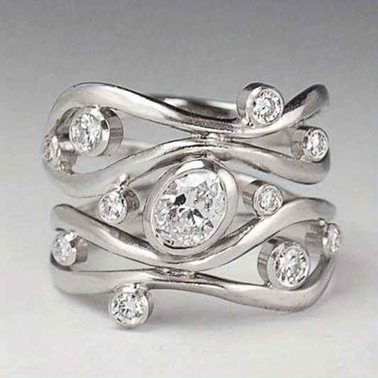 Starlit Wave Zirconia Ring